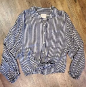 American Eagle women's linen tie waist crop top, XS